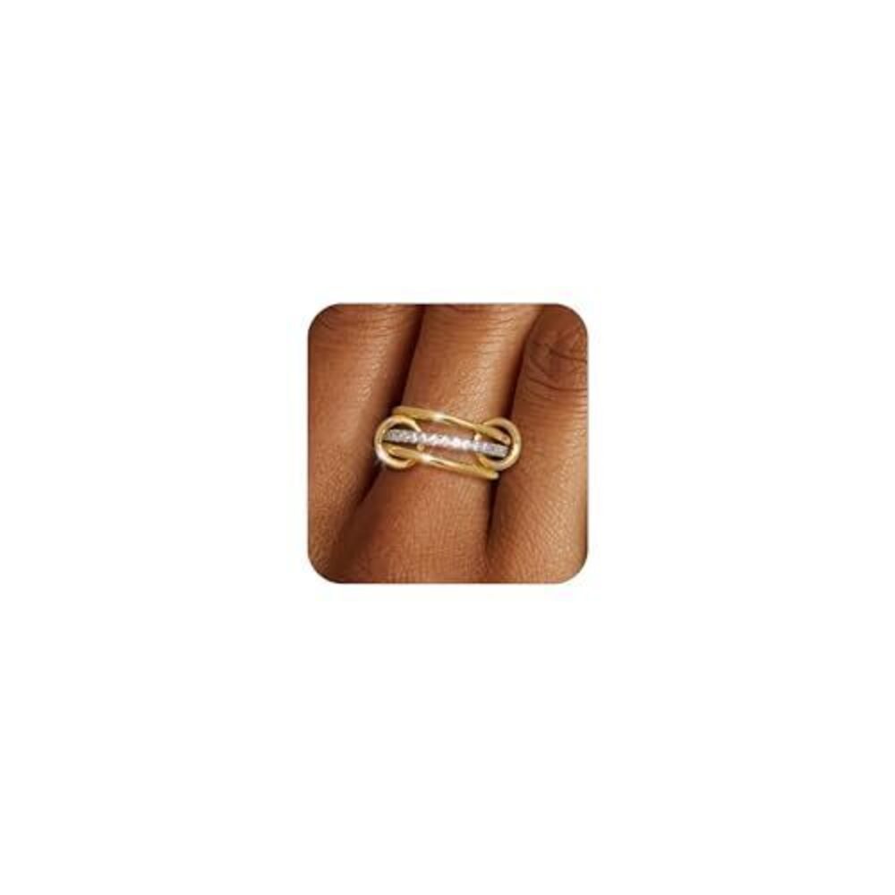 8432 Stackable Gold Rings 18K Gold Plated Interlocking Ring Stack Set Gold